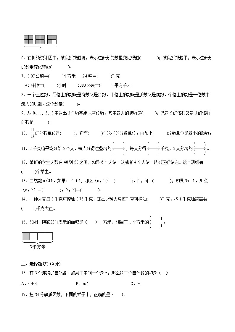 江苏省2021-2022学年五年级下学期数学期中备考卷一(苏州专版)第2页