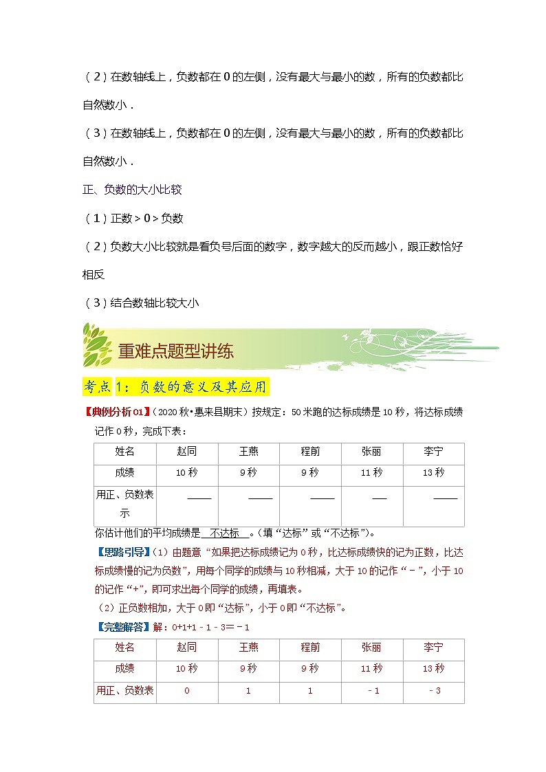 【期中知识大串讲】第一单元《负数》章节复习巩固—2021-2022学年六年级下册重难点讲义精讲精练(原卷)人教版第2页