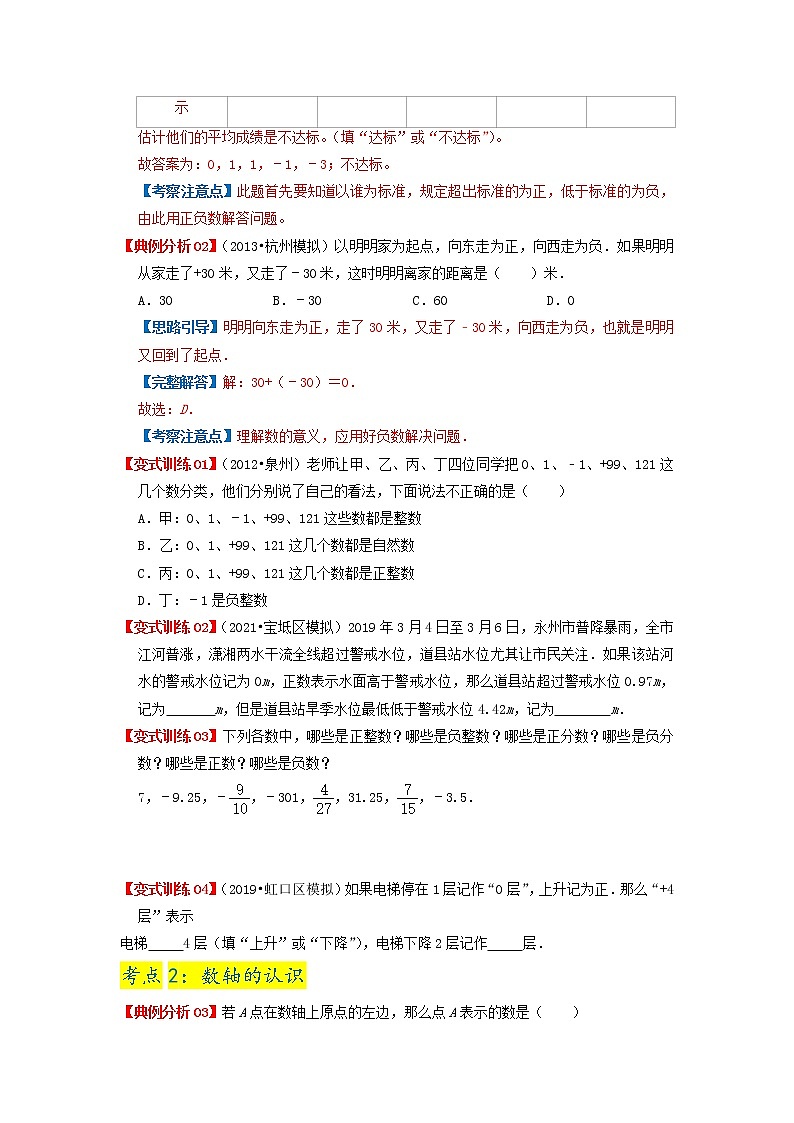 【期中知识大串讲】第一单元《负数》章节复习巩固—2021-2022学年六年级下册重难点讲义精讲精练(原卷)人教版第3页