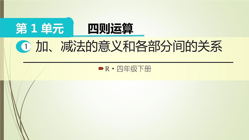 人教版四年级数学下册1.1加、减法的意义和各部分间的关系(课件+教案+习题+说课稿)01