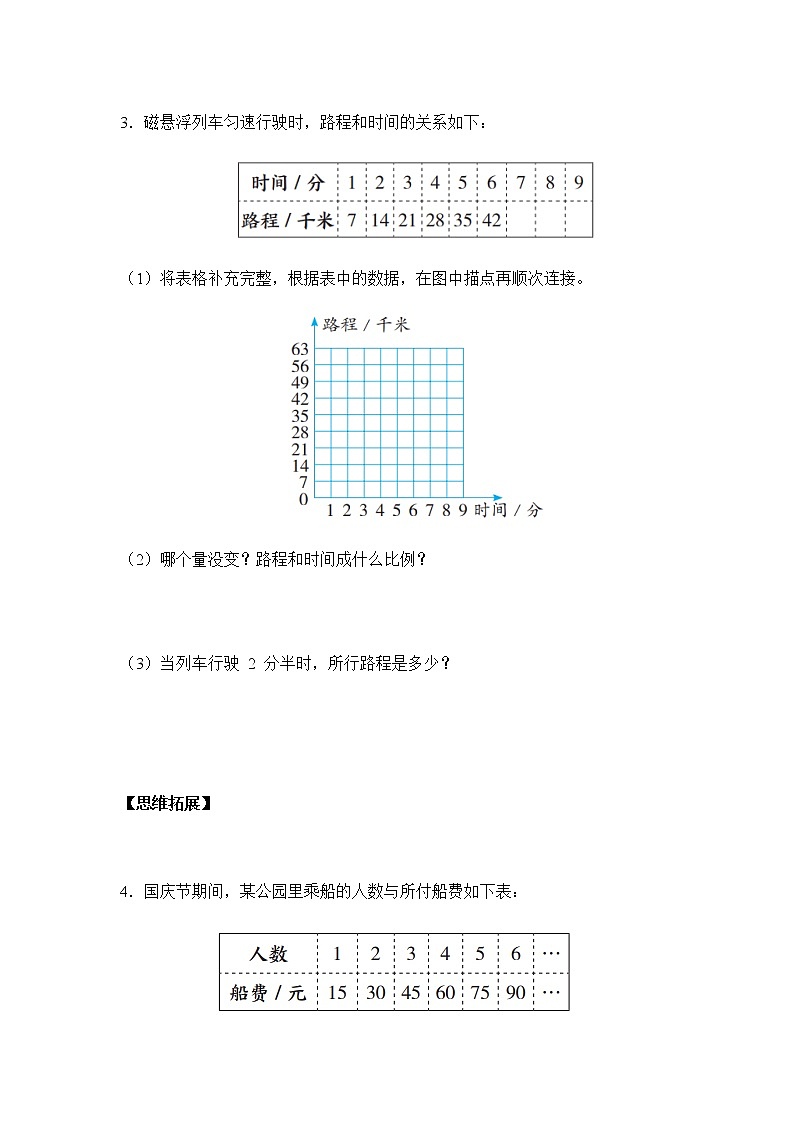 苏教版 六年级下册 6.2正比例图像(习题)-六年级下册数学同步备课系列02