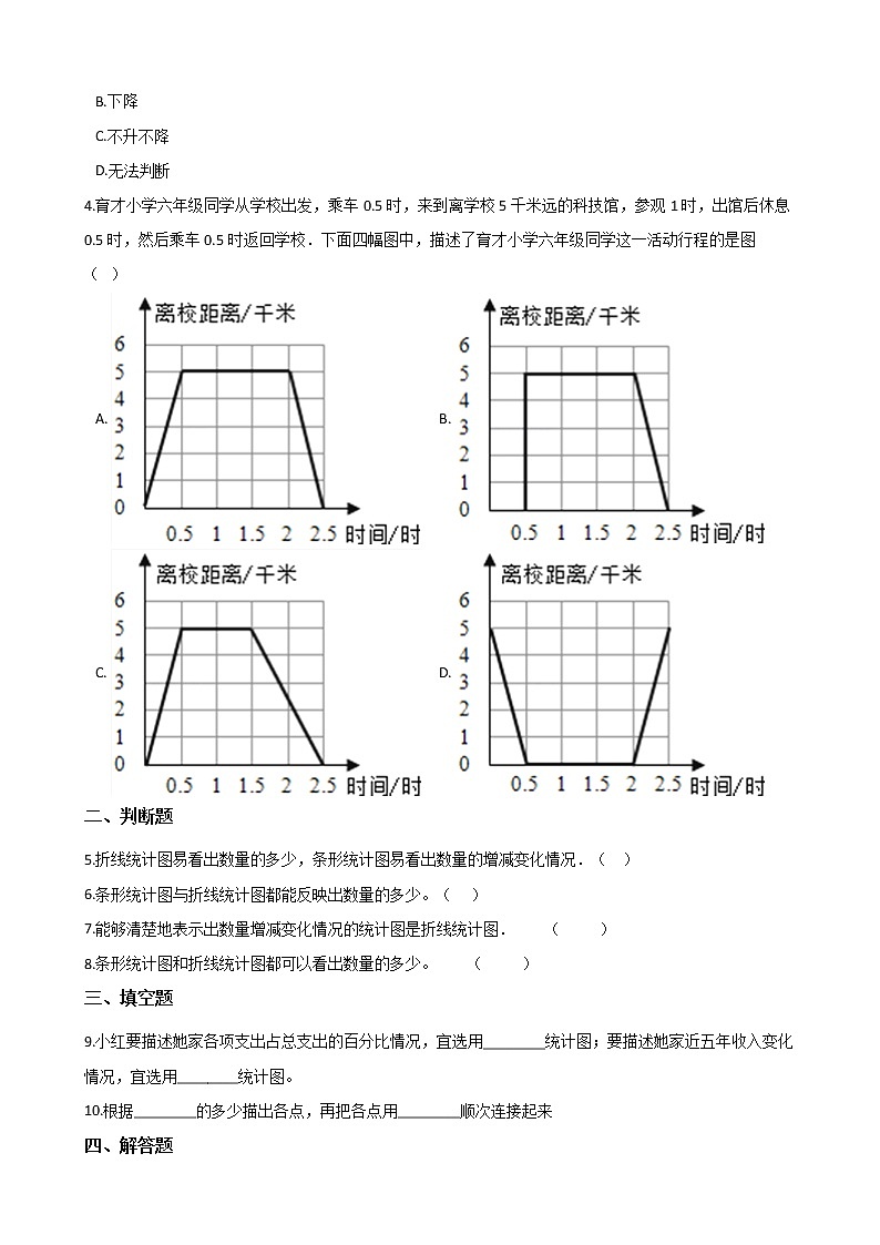 五年级下册数学一课一练-6.1折线统计图 西师大版(含答案)第2页