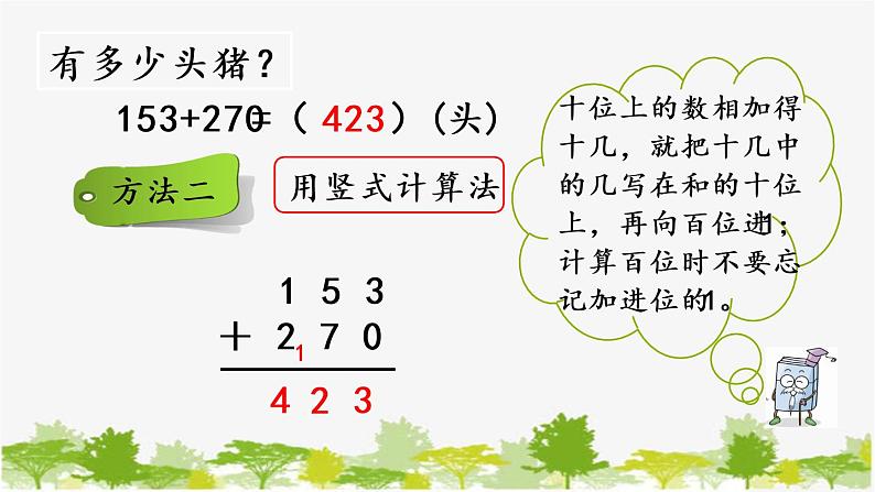 西师大版数学二年级下册 3.7 三位数的加法(2)(课件)第5页