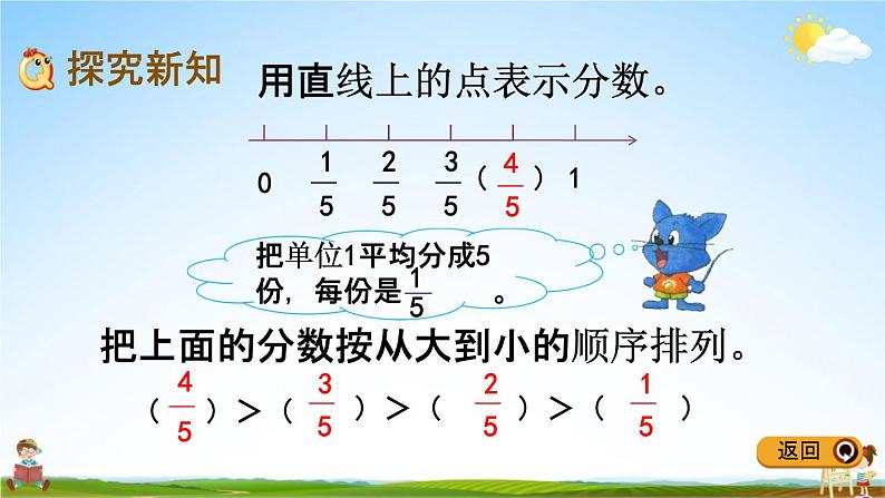冀教版四年级数学下册《5-4 用直线上的点表示分数》教学课件PPT第3页