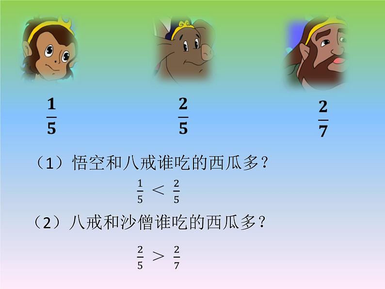 小学数学 北师大课标版 五年级上册 分数的大小 (1) 课件第3页