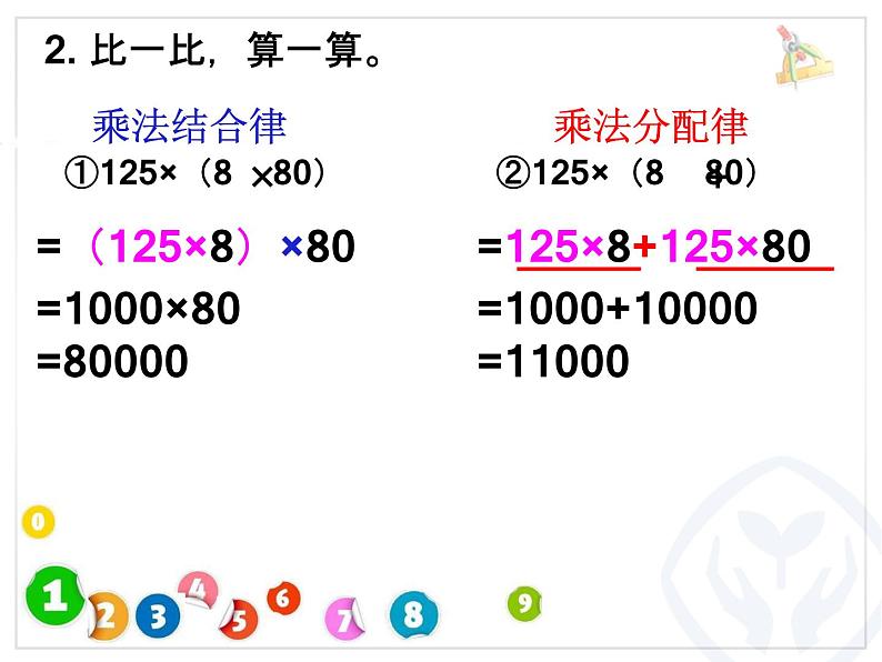 苏教版小学数学四下 6.7乘法运算律练习 课件第7页