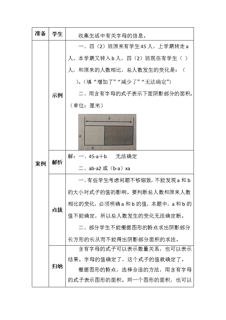 北师大版四年数学下册第五单元字母表示数学案03