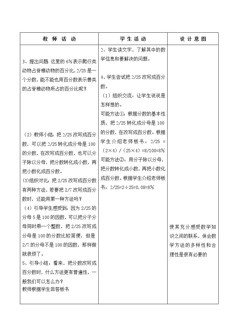 六年级上册数学教案 - 分数百分数的比较和互化 冀教版第2页
