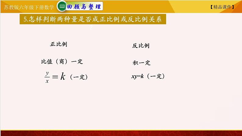 苏教版六年级下册数学 7.19正比例和反比例 教学课件06