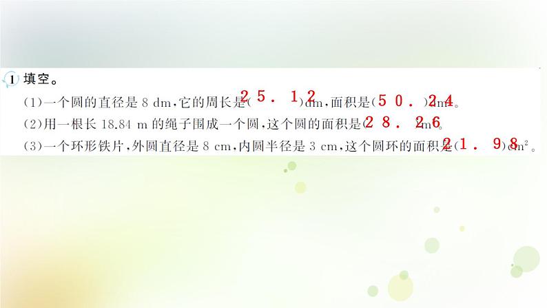 人教版数学六年级上册第3课时圆的面积(1)作业课件03