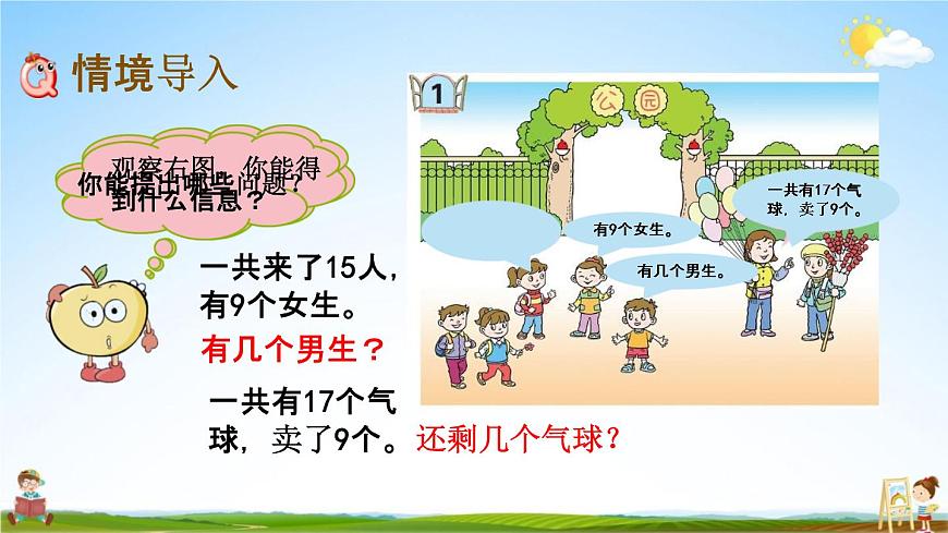 青島版六年制數(shù)學(xué)一年級下冊《1-1 十幾減9》課堂教學(xué)課件PPT第2頁