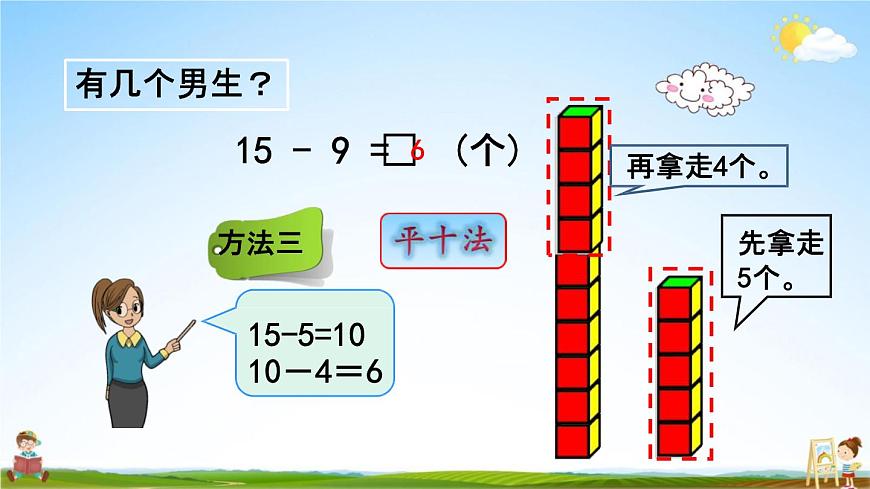 青島版六年制數(shù)學(xué)一年級下冊《1-1 十幾減9》課堂教學(xué)課件PPT第6頁