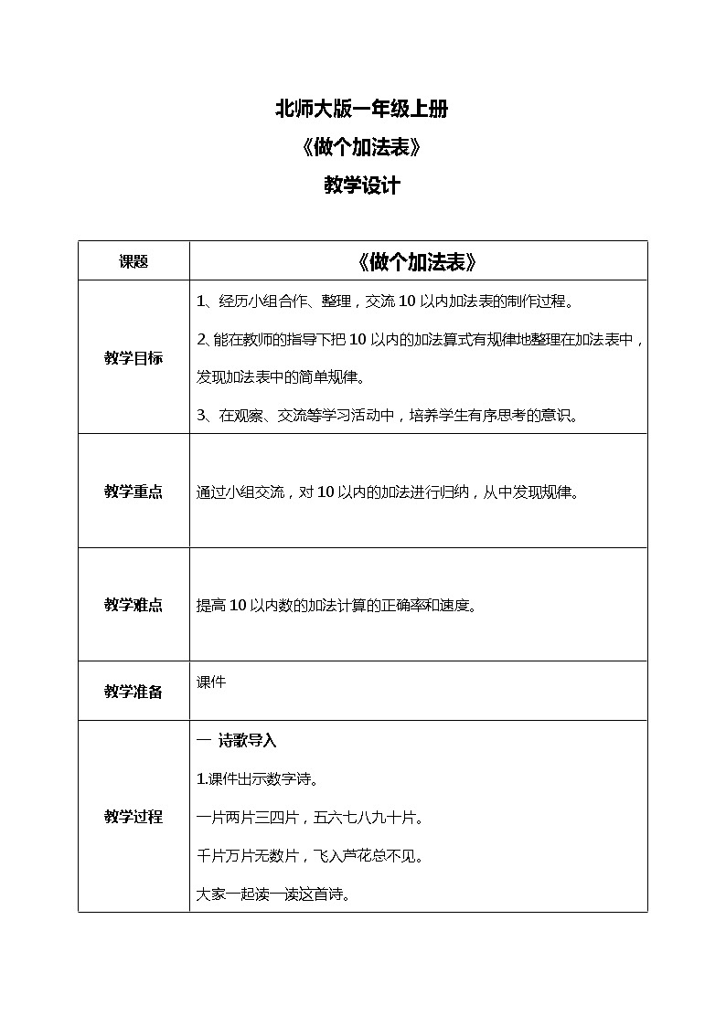 3.13 《做个加法表》教案第1页