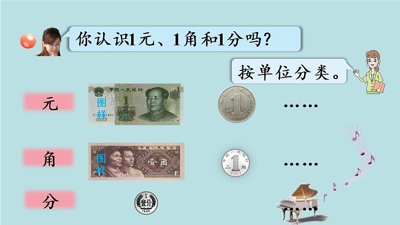 2021-2022学年青岛版数学一年级下册 六 小小存钱罐 人民币的认识 信息窗一(人民币的认识) 课件06
