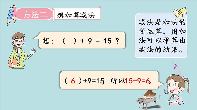 2021-2022学年青岛版数学一年级下册 一 逛公园 20以内的退位减法 信息窗一(十几减9) 课件第7页