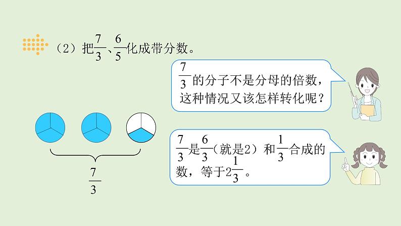五年级下册数学课件 - 4.5把假分数化成整数或带分数 - 人教版(共10张PPT)05