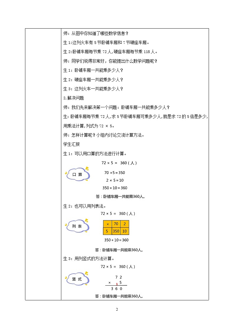 北師大版小學(xué)數(shù)學(xué)三年級上冊6.3《乘火車》教學(xué)設(shè)計第2頁