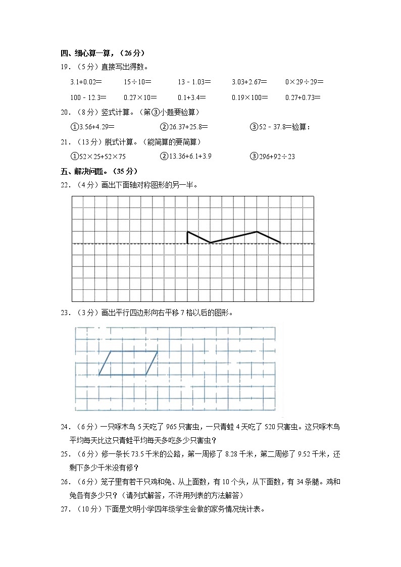 河北省唐山市路南区2020-2021学年四年级下学期期末数学试卷(含答案)第2页