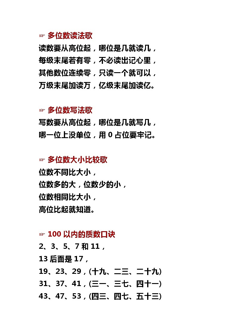 小学数学学习顺口溜03