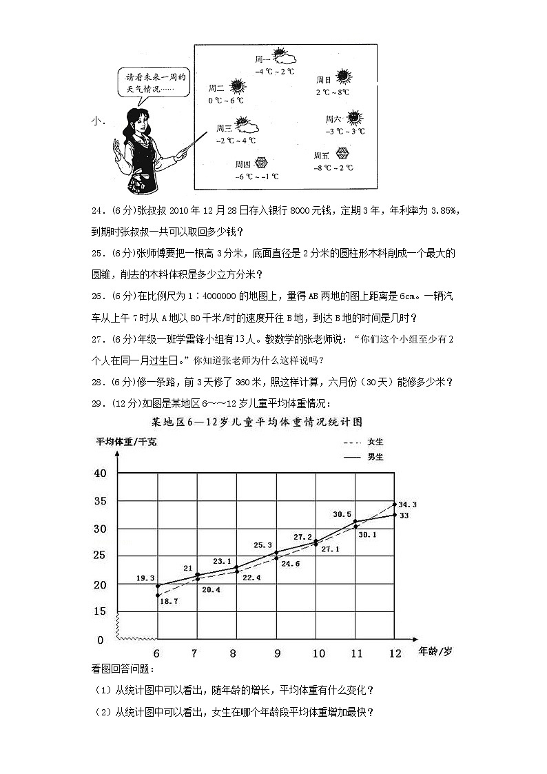 人教版数学六下期末常考易错题汇编全能金卷(六)第3页