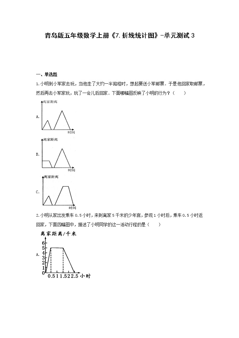 五年级数学上册试题 -《7.折线统计图》单元测试    青岛版（含答案）01