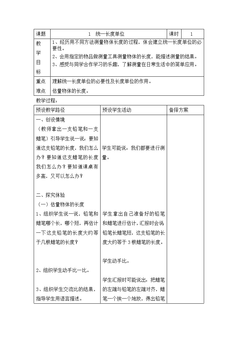 二年级下册数学教案-1.1 估一估 测一测|冀教版第1页