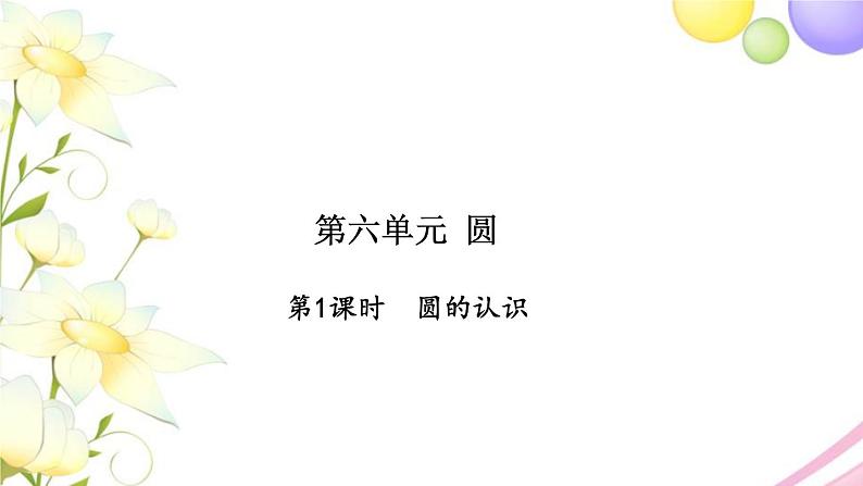 苏教版五年级数学下册第六单元圆第1课时圆的认识习题课件01