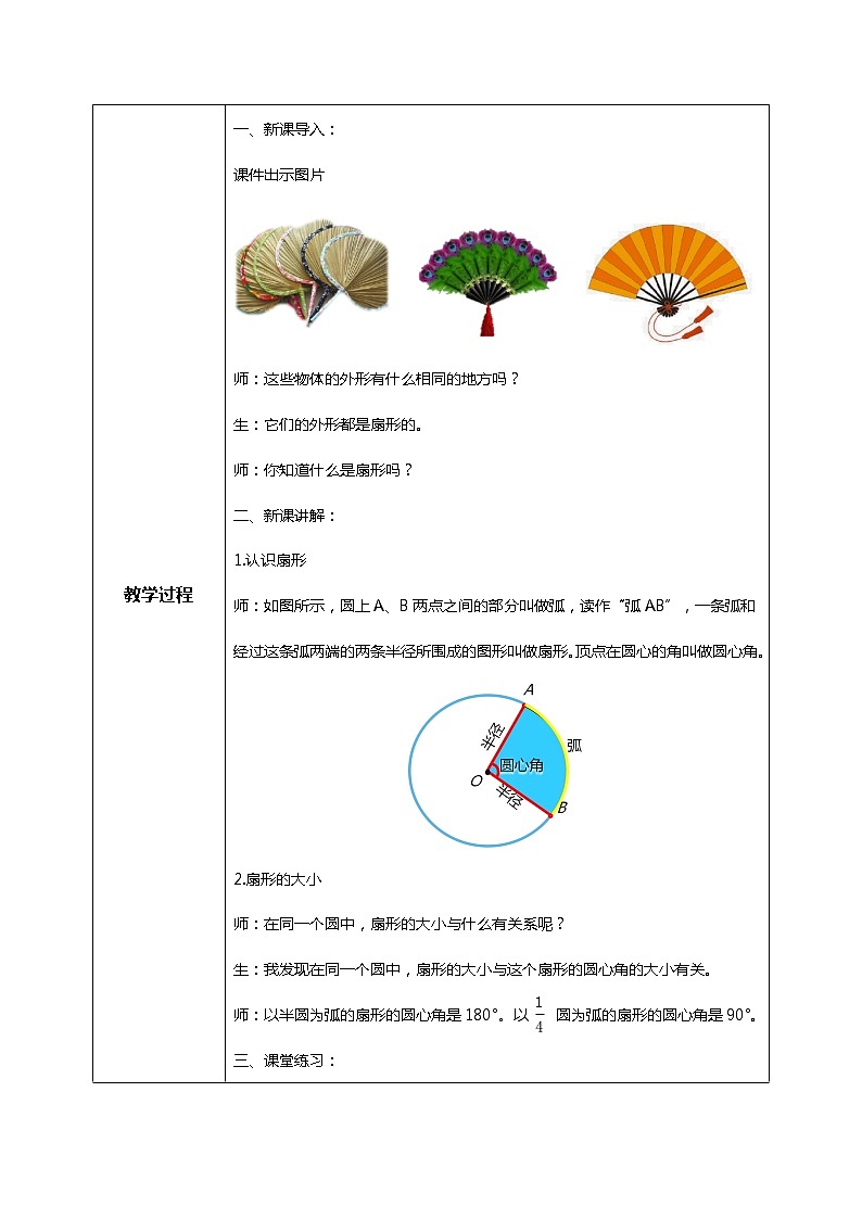 人教版小学数学六年级上册5.4《扇形》PPT课件+教学设计+同步练习02