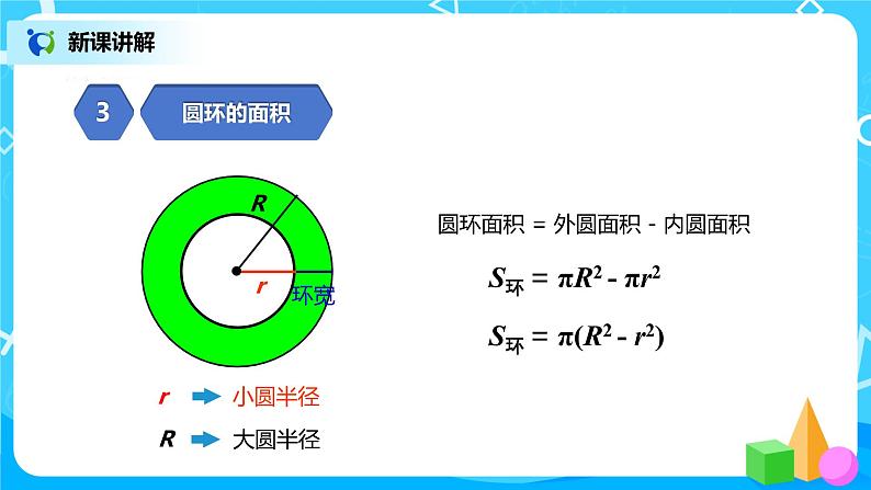 人教版小学数学六年级上册5.3.2《圆环的面积》PPT课件+教学设计+同步练习06