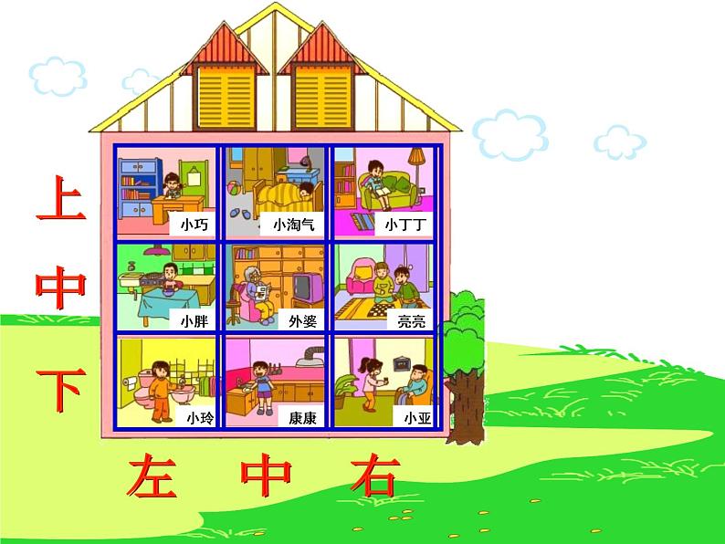 一年级下册数学课件-5.2 上 中 下 左 中 右 ▏沪教版 (共14张PPT)04