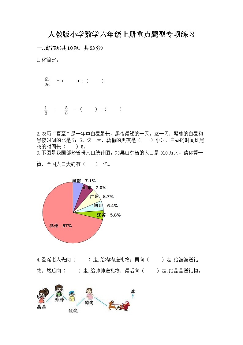 人教版小学数学六年级上册重点题型专项练习第1页