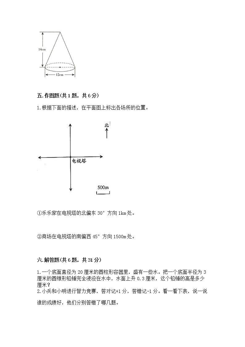 小学六年级下册数学期末测试卷含答案【达标题】03
