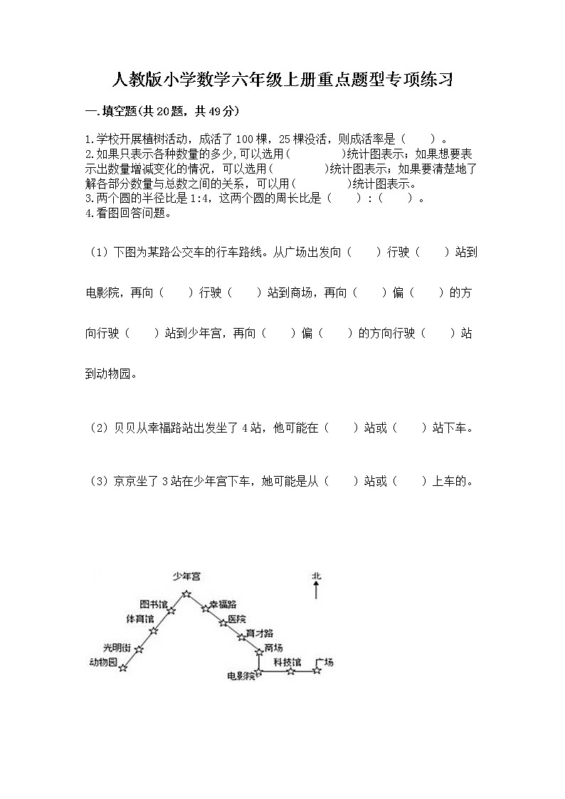 人教版小学数学六年级上册重点题型专项练习含答案【突破训练】第1页