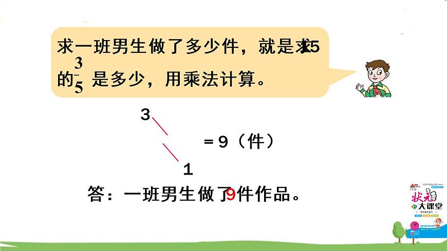 青島版六年級數(shù)學(xué)上冊 一 小手藝展示——分?jǐn)?shù)乘法   信息窗3 求一個(gè)數(shù)的幾分之幾是多少 PPT課件第6頁