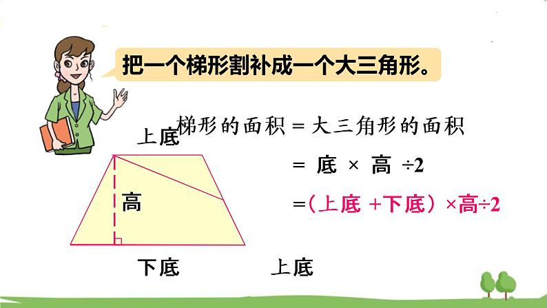 青岛版5年级数学上册 五 生活中的多边形——多边形的面积 信息窗3 梯形面积的计算 PPT课件06