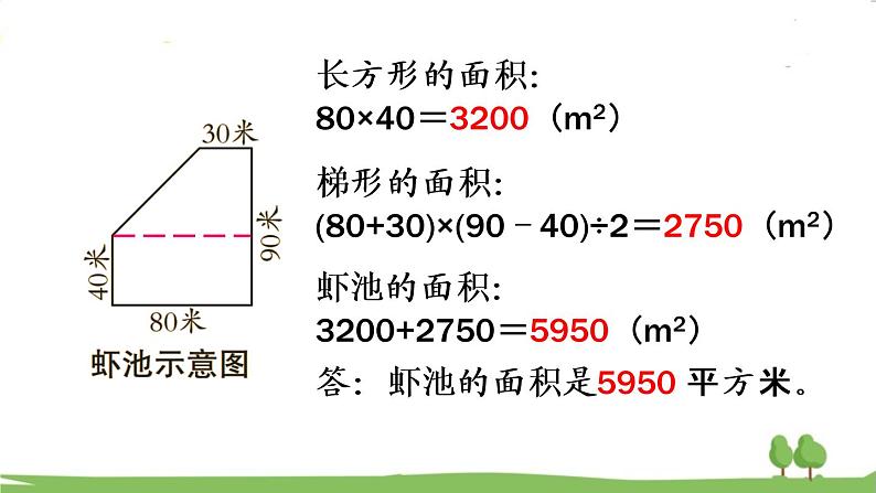 青岛版5年级数学上册 五 生活中的多边形——多边形的面积 信息窗4 组合图形面积的计算 PPT课件第5页