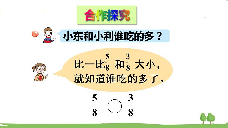 青島版3年級數學上冊 九 我當小廚師——分數的初步認識   信息窗2 簡單分數的大小比較 PPT課件第3頁