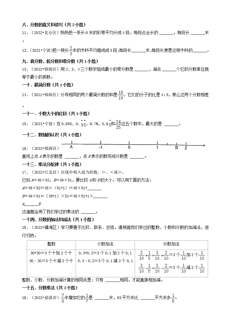 浙江省宁波市三年(2020-2022)小升初数学卷真题分题型分层汇编-08填空题(基础提升)第2页