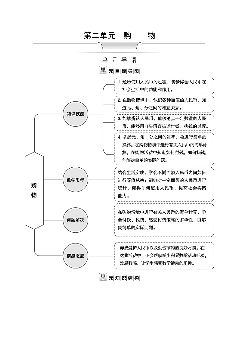 北师大版二年级数学上册第2单元购物课时教案01