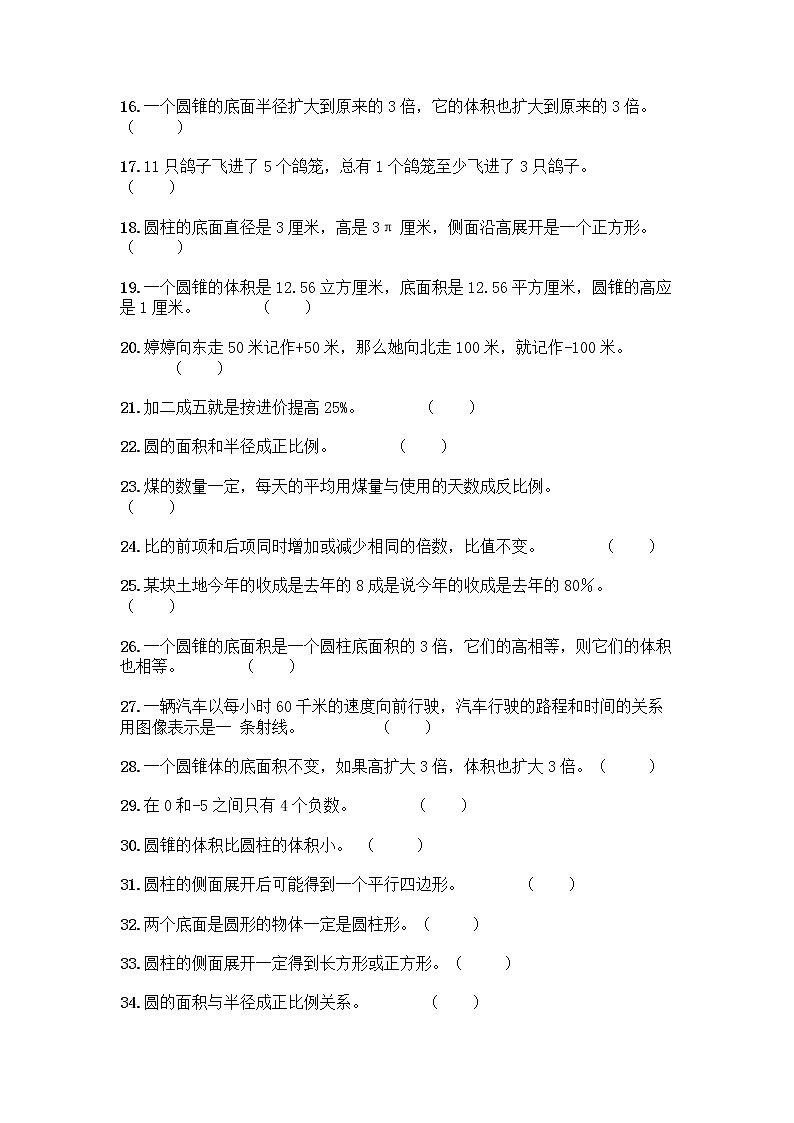 小升初数学判断题50道质优-质优(典优)第2页