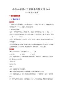 【專項復(fù)習(xí)】通用版小升初數(shù)學(xué)專題復(fù)習(xí)(6)方程與等式(知識歸納+典例精析+拔高訓(xùn)練)
