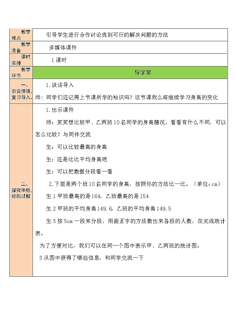 北师大版6上数学第五单元第5课时 身高的变化(2)教案02