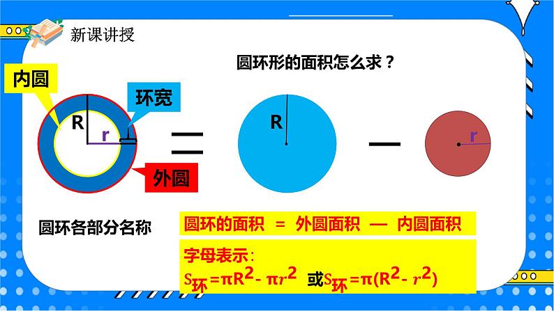 冀教版小学数学六年级上册4.2.4《圆环的面积》课件第6页