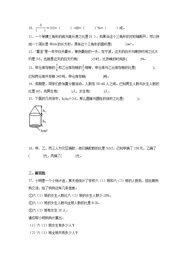 比的运用冲刺卷(专项突破)-小学数学六年级下册人教版第2页