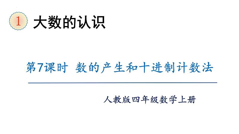 【同步备课】第7课时 数的产生 十进制计数法(课件)四年级数学上册(人教版)第1页