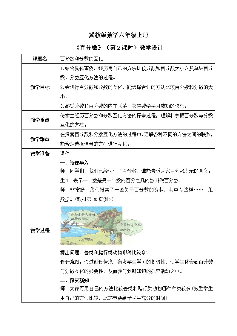 3.2《百分数和分数的互化》第二课时教案+课件01