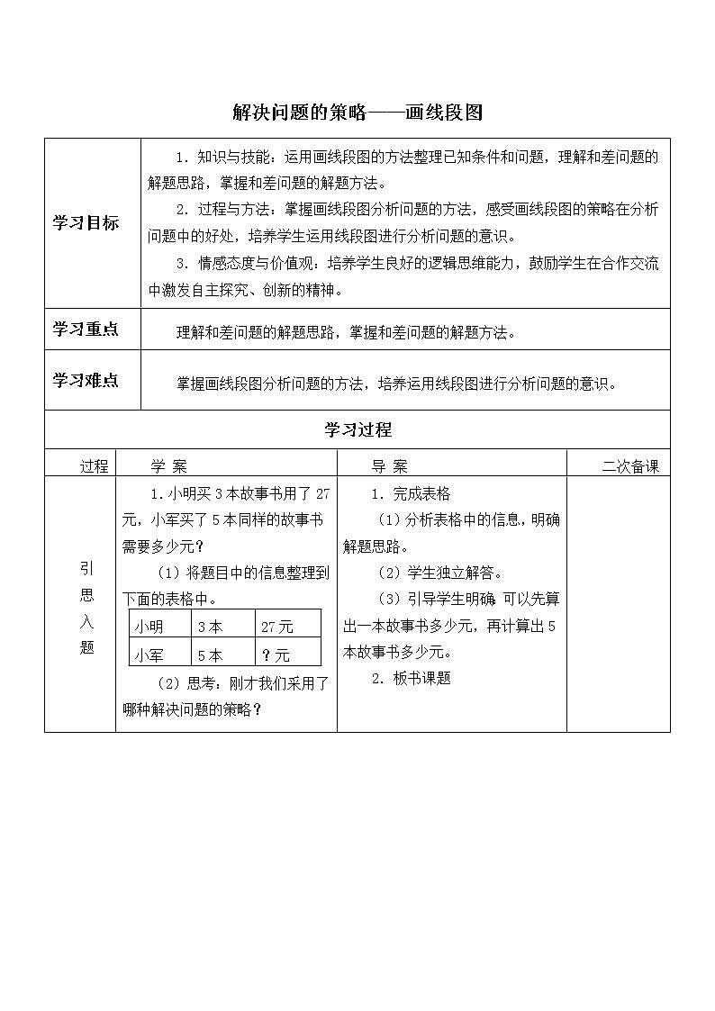 六年级数学苏教版上册第4单元《解决问题的策略》学案4第1页