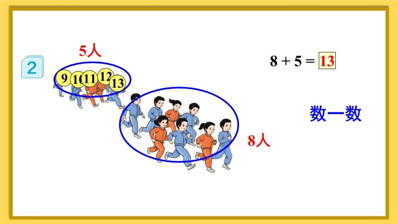 人教版一年级数学上册课件 8 20以内的进位加法 第2课时 8、7、6加几（1）06