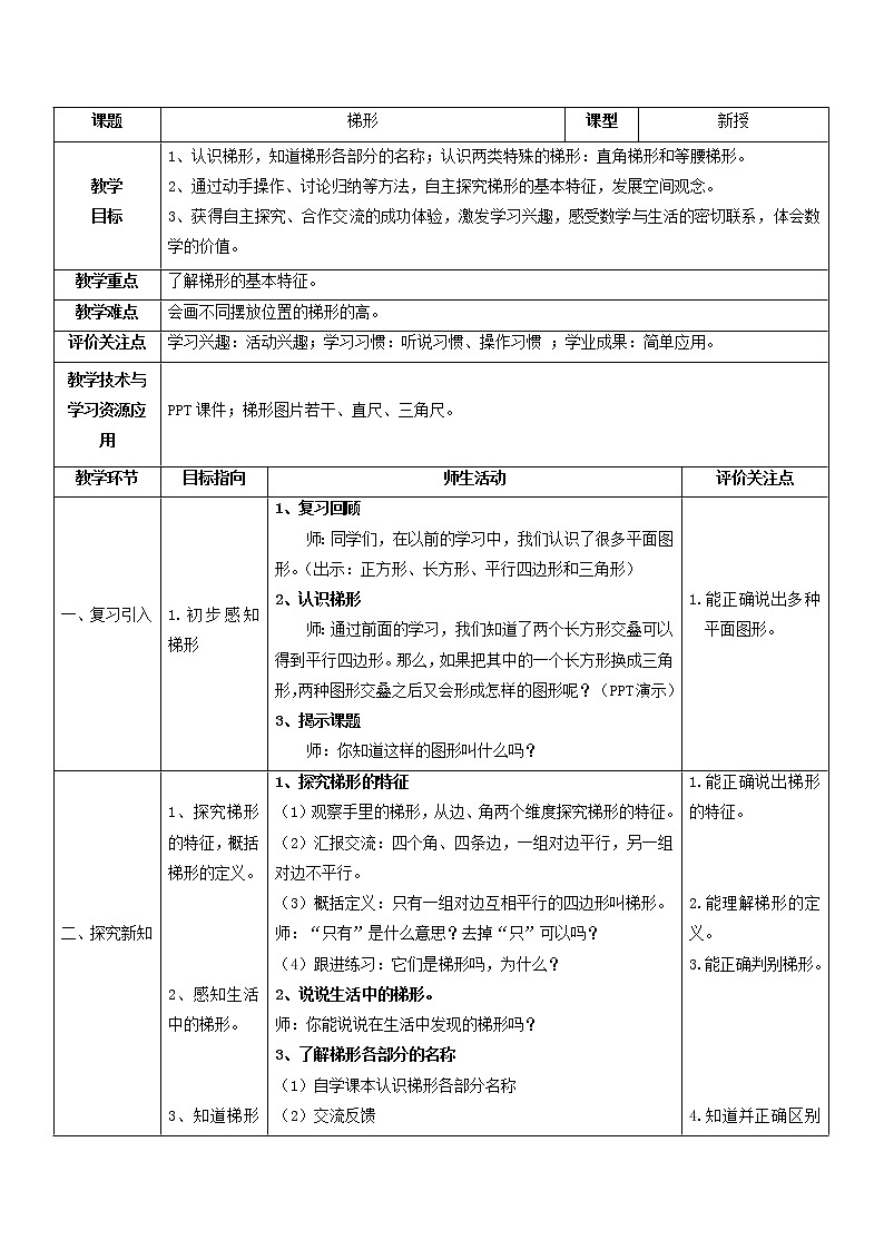 五年级上册数学教案-5.4 梯形 ▏沪教版(8)01