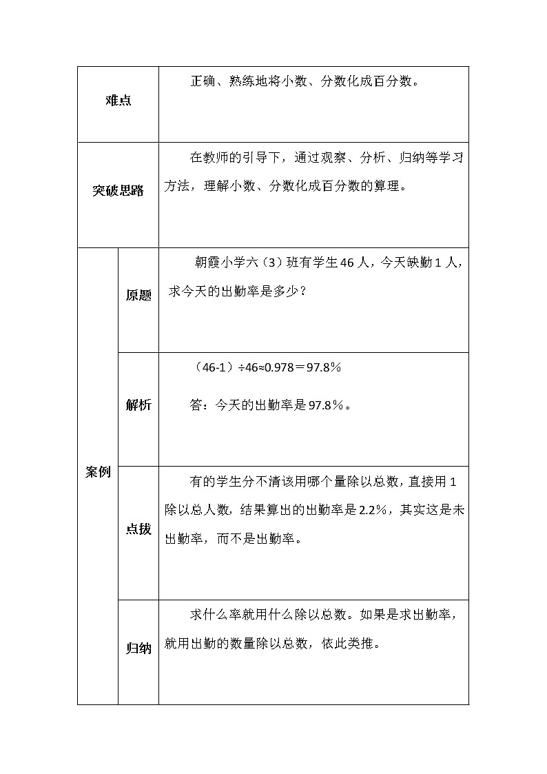 北师大版六年数学上册第四单元合格率学案02